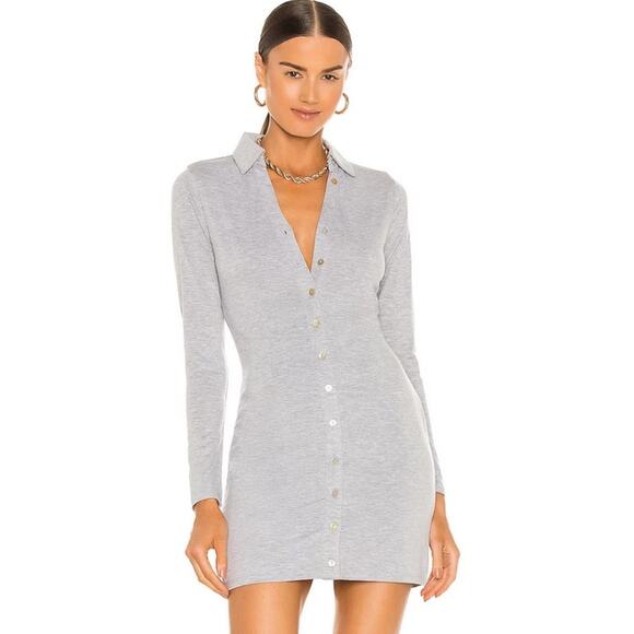NBD Farris Button Up Mini Dress in Heather Gray NWOT Size Small - Picture 1 of 3